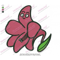 Red Flower with Eyes Embroidery Design